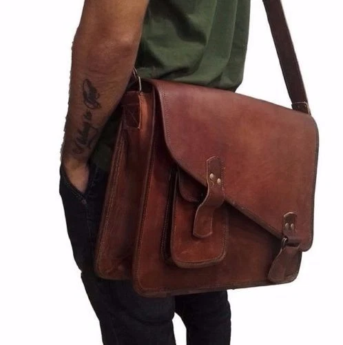 bag leather Messnger men satchel travel shoulder Handmade laptop sling school