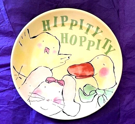 Bunny Rabbit Plates Hippity Hoppity- Set of 3 Adorable Plates R Table by Rosanna - Image 3 of 4
