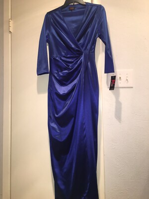 JM studio women fancy Royal blue dress size 6 stretch satin fabric | eBay