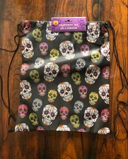 NWT SUGAR SKULL DIA DE LOS MUERTOS HALLOWEEN DRAWSTRING BACKPACK CINCHBAG SAK
