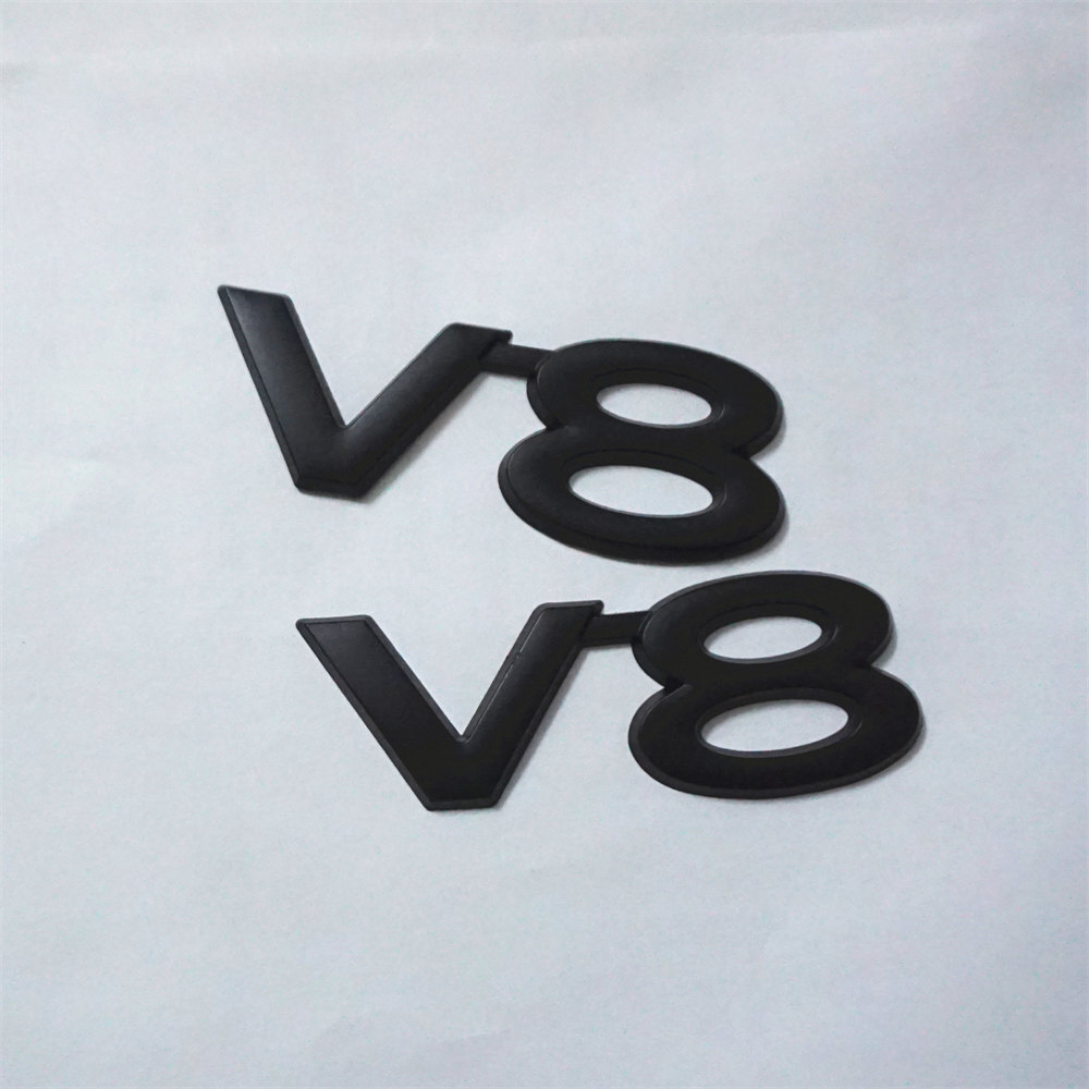Metal Matte Black V8 Engine Logo Emblem – 3D Sticker Badge For Car Grill Or Trunk (Universal)