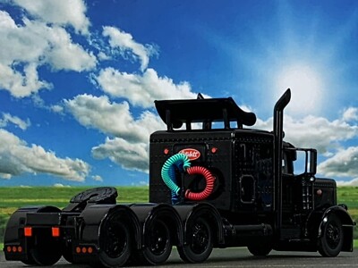 1/64 DCP BLACK OUT PETERBILT 389 TRI AXLE W/ 63
