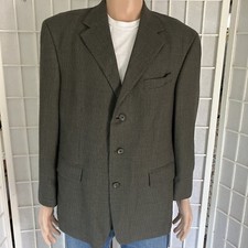 Men's Oscar De La Renta 42S 100 Wool Smokey Gray Micro Check Business Blazer