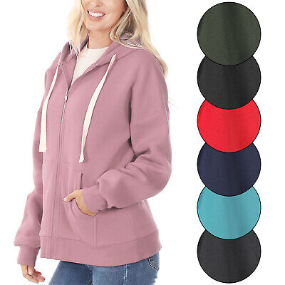 Generic Womens Solid Stretch Long Sleeve Zip Up Hoodie Jacket Generic Womens Solid Stretch Long Sleeve Zip Up Hoodie Jacket