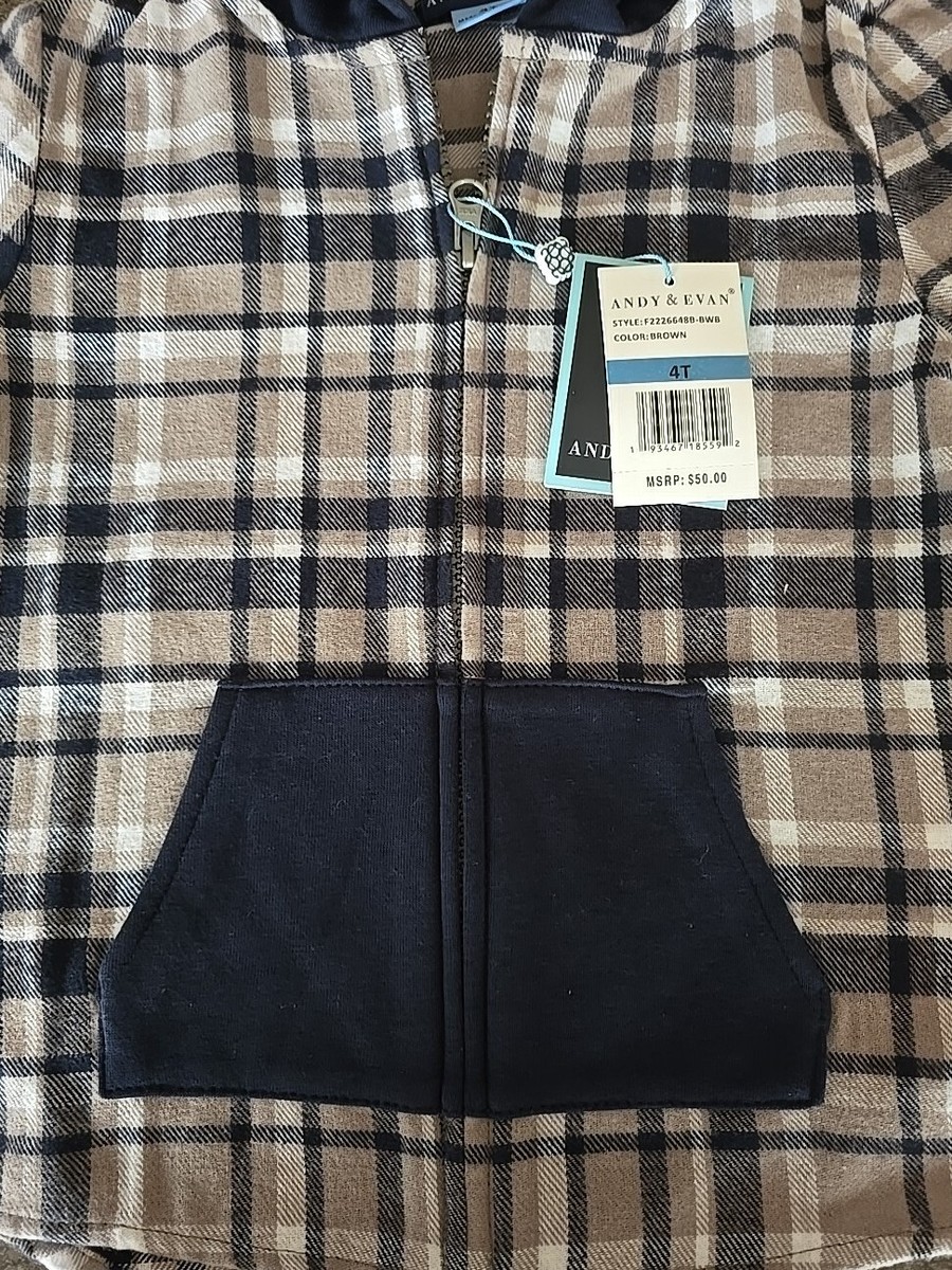 Andy & Evan ~ Hooded ~ Plaid ~ Flannel Shirt ~ Zipper Closure