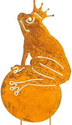 UNUS Garden - Decorazione Da Giardino Rana Su Canna | Effetto Ruggine Resistente Al Gelo | 80x30 Cm | Ornamento Per Esterni Balcone E Aiuola - 2
