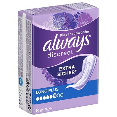 Always Discreet Inkontinenz Einlagen Long plus 8 Stück (5er Pack)