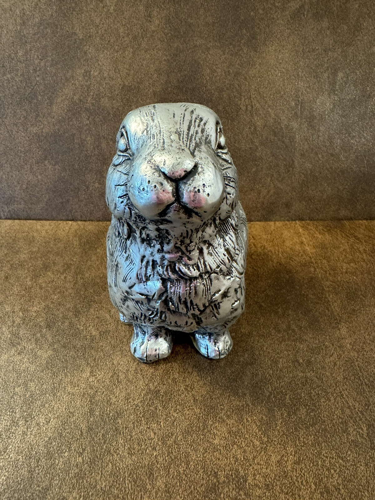 Vintage Signed Silver Telle M. Stein 2003 Stone Bunny “Dot” Rabbit Statue