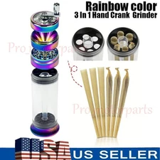 Spice Grinder 3In1 Hand Crank Loader Roller Crusher Filler Rainbow color Milling