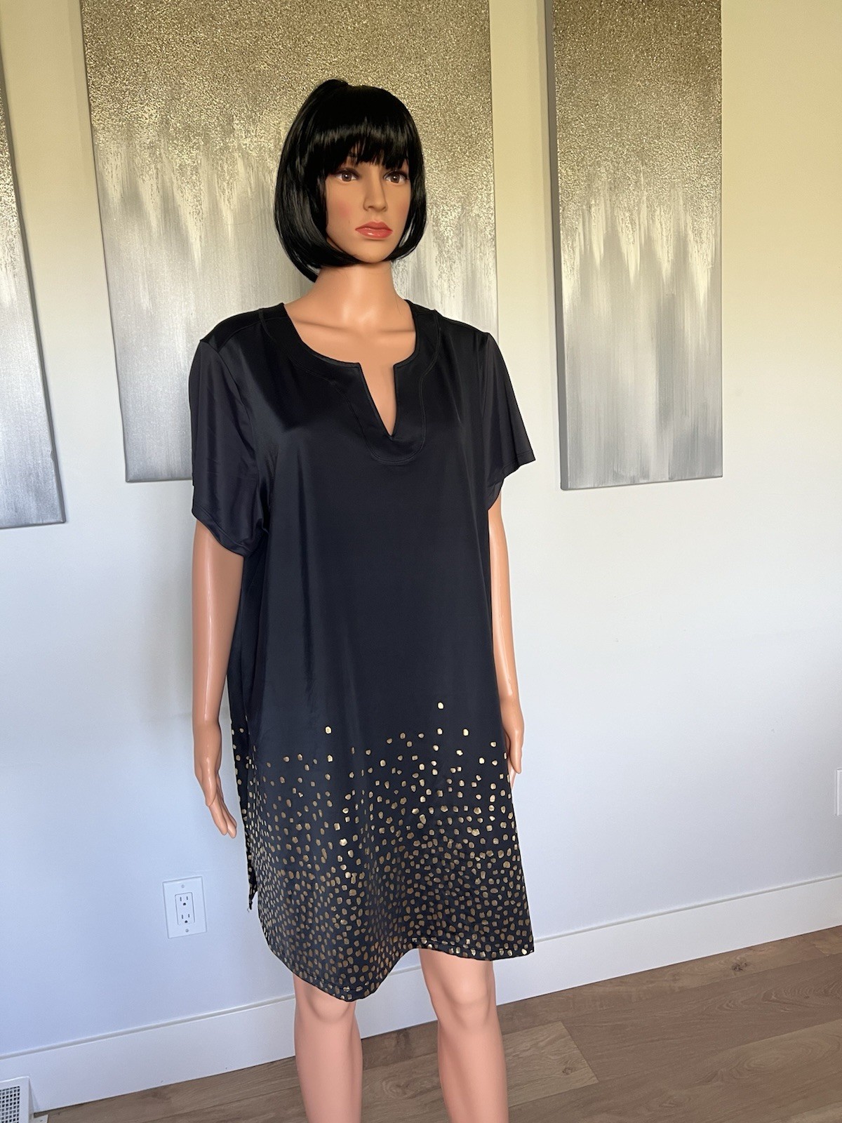 Swimsuits For All Women’s Black Studded Cover Up Dress Plus Size 26 Poly/Spandex