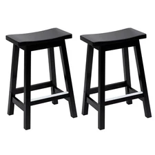 PayLessHere Bar Stools Set of 2 for Kitchen Counter Solid Wooden Saddle Stools 2