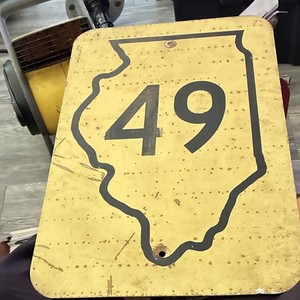 1947 Illinois Route 49 Metal Highway Sign w/ Illinois Outline