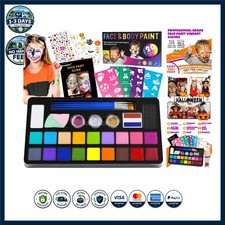Vibrant Children's Face Painting Set with Stencils Brushes for Parties 20 Unit