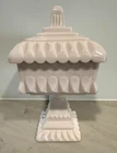 Vintage Pink Milk Glass Square Compote Footed Pedestal Wedding Box Candy & Lid