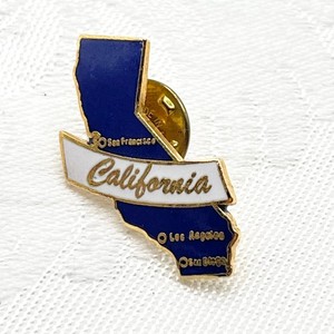 California State Shaped Blue Enamel Lapel Button Pin