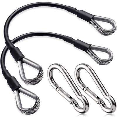 TOBWOLF 2PCS 10'' Gym Extension Cable, Fitness 10 inch/25.4cm, Black 