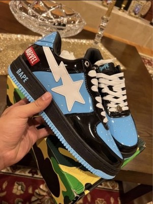 A Bathing Ape BAPE STA Marvel Venom Blue Black Low Top Sneakers