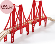 Wooden Train Set Accessories, Double Suspension Bridge Set, Compatible with Brio