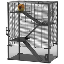 23.6in 4-Tier Metal Hamster Cage Gerbil Habitat Exercise Wheel Ramp Platform