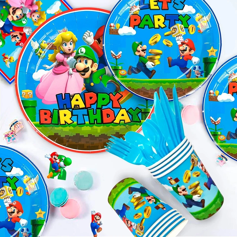 Super Mario Birthday Party Supplies- Cartoon Super Mario Party Theme Tableware - Image 2 of 4