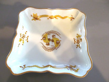 MEISSEN YELLOW COURT DRAGON 9 1/2" SQUARE VEGETABLE SERVING BOWL GOLD TRIM
