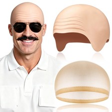 1 Pcs Makeup Latex Bald Cap with 1 Pcs Head Wig Caps Cosplay Costume Accessor...