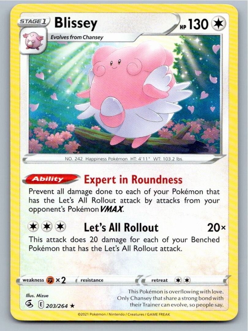 2021 POKEMON BLISSEY FUSION STRIKE 203/264 R NM A69519 FREE S&H