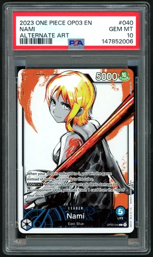 ONE PIECE NAMI 2023 OP03-PILLARS OF STRENGTH #040 ALTERNATE ART PSA 10