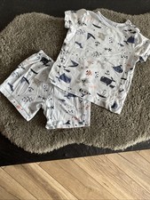 HM Baby Pyjama | Junge | Topomini Gr. 86/92 | 2-teilig | Schlafanzug Blau Fische