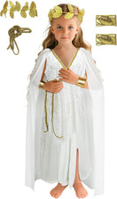 6Pcs Kids Greek Toga Costume Set Halloween Cosplay Roman Goddess Grecian Outfit