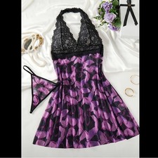 Black  Violet, Laced, Sheer, Lingerie Slip