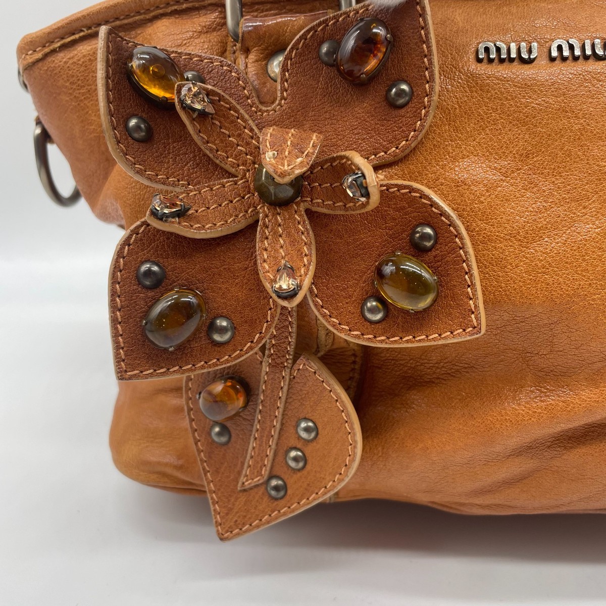 Miu Miu Handbag Brown Leather Flower Archive bag 64 Vintage Y2K