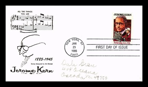 US COVER FIRST DAY OF ISSUE JEROME KERN PERFORMING ARTS