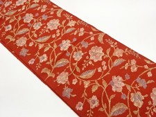 7626541: JAPANESE KIMONO / NAGOYA OBI / SILK / WOVEN FLORAL ARABESQUE