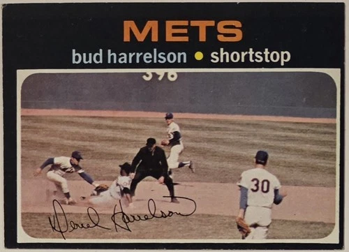 1971 TOPPS #355 Bud Harrelson with Nolan Ryan Mets Vintage Baseball Card  MLB