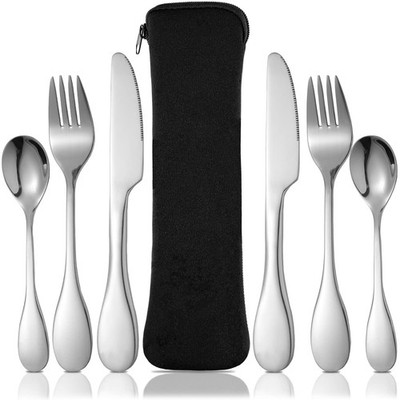 7 Pieces Bariatric Eating Portion Control Flatware Silver 