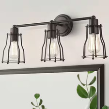 JONATHAN Y Florence 24 in. 3-Light Metal Oil Rubbed Bronze Vanity Light