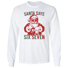 Six Seven Santa Says 67 – Funny 6 7 Meme Christmas Long Sleeve T-Shirt