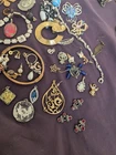 vintage SIGNED unsigned retro DECO glass GOLD silver COSTUME jewelry & Craft LOT