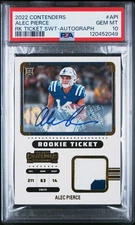 2022 CONTENDERS RC TKT SWATCHES AUTO #API ALEC PIERCE PSA 10