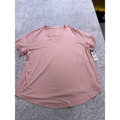 Ideology Womens Plus 1X Rose Tint Performance V-Neck T-Shirt 100177269WN NWT