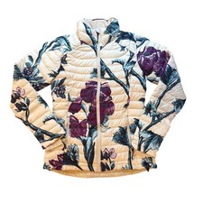 Columbia Puffer Jacket Women Cream Floral Excellent Omni-Heat SIZE S