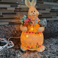 Gardening Bunny Lamp Easter  10  Tall Ceramic