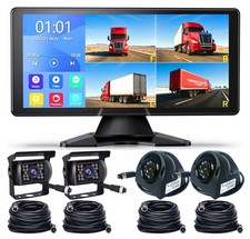 Panorama 10.36" Quad Monitor 360  Parking System DVR Backup HD Cameras Truck RV