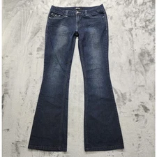 Rewash Jeans Womens 9 Juniors Blue Dark Wash Low Rise Flare Leg Stretch Denim