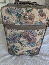 Jaguar Vintage Floral Tapestry Rolling Carry On suitcase Luggage Travel Bag