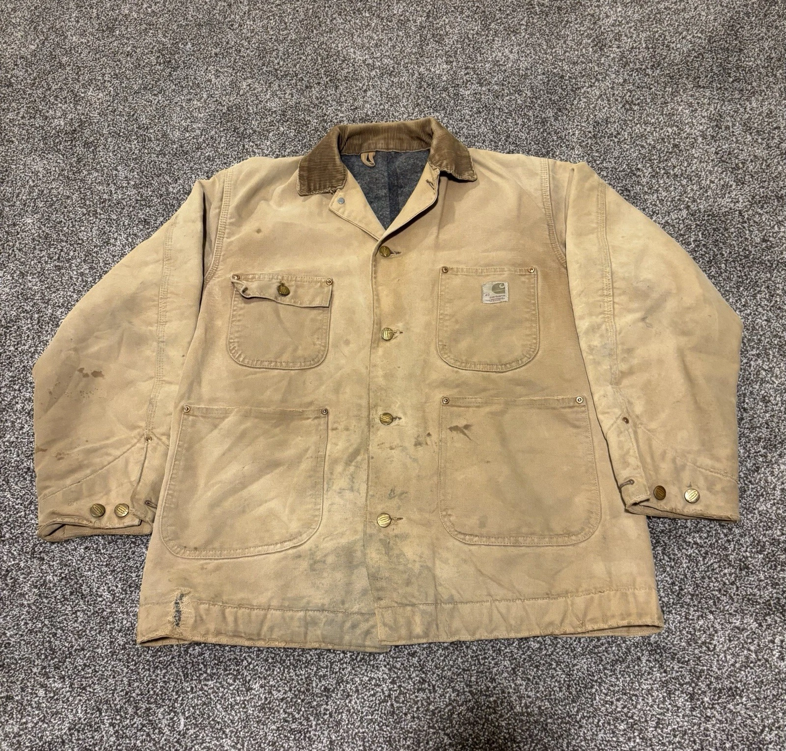 Vintage 70s Carhartt Chore Coat Blanket Lined Duck Canvas Jacket 40 Men’s Brown