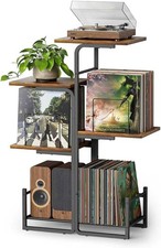 Planter-Inspired Record Player Stand W/ Vinyl Storage Holds up to 150 LPs