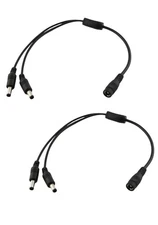 UpperFu 2pcs CCTV DC Power Splitter Cable 5.5mm x 2.5mm Female Jack to 2 Male...