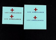 MATCHBOX TRANSFERS/DECALS - 14c BEDFORD LOMAS AMBULANCE - Black/Blue Lettering